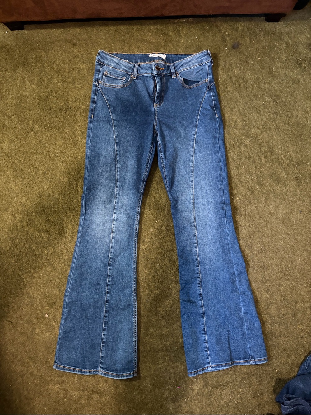 Garage Blue Flare Jeans with Panel Seams